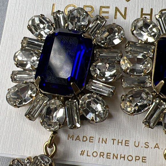 Loren Hope SAPPHIRE Grand Dame Earrings 18K Gold Finish - Picture 4 of 9